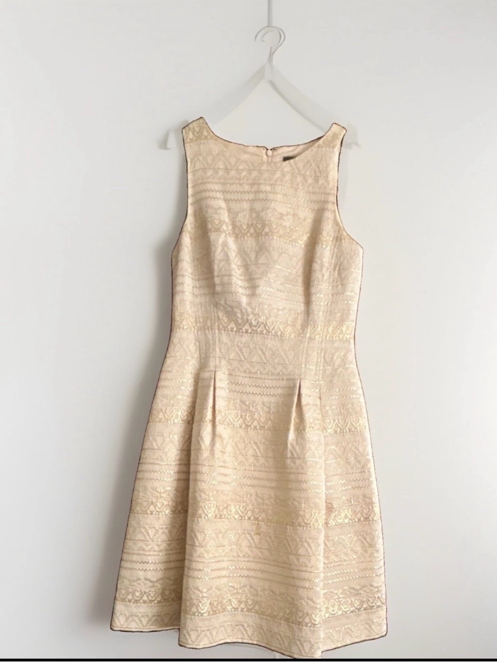 Vince Camuto Sleeveless Cream Textured Fit-and-Flare Dress